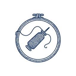Embroidery service icon showing stitched logo